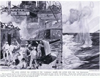 The Scene Amongst the Gunners of the Carmania During the Action with the Cap Trafalgar